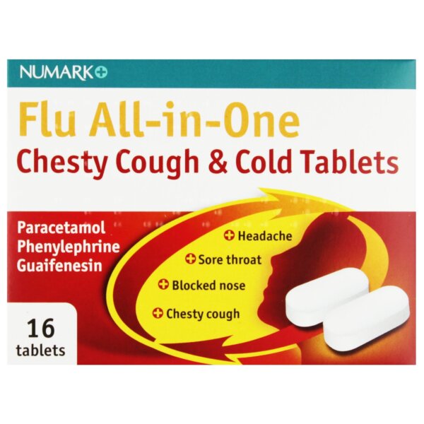 Numark Flu AllinOne Tablets for Chesty Cough and Cold 16 VSM Pharmacy