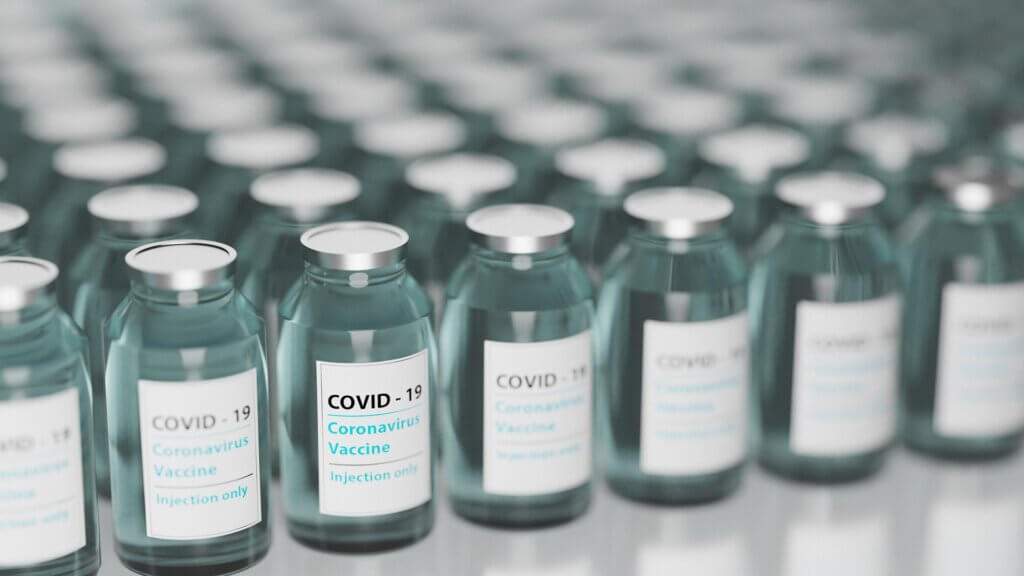 Rows of vials containing the Covid vaccine