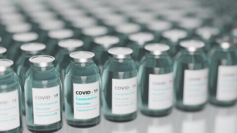 Rows of vials containing the Covid vaccine